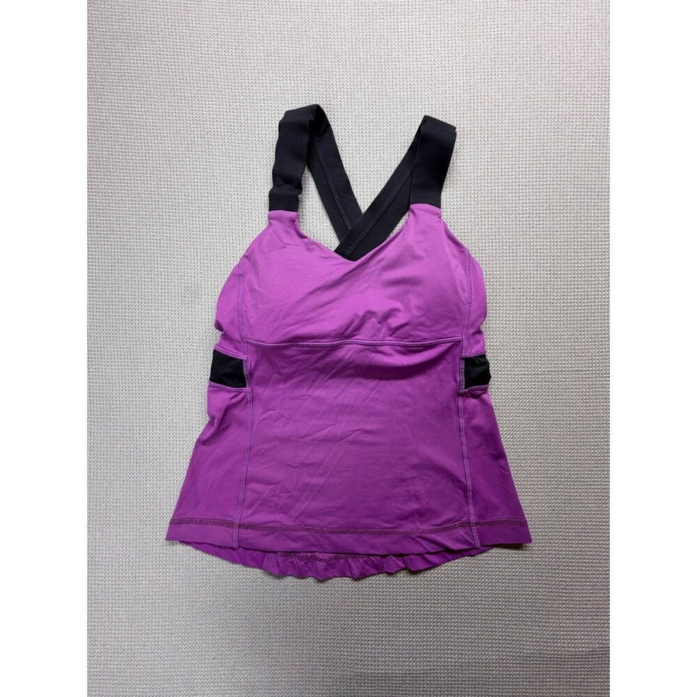 Lululemon Push Your Limits Ultra Violet Gray Criss Cross Straps Workout Tank 4